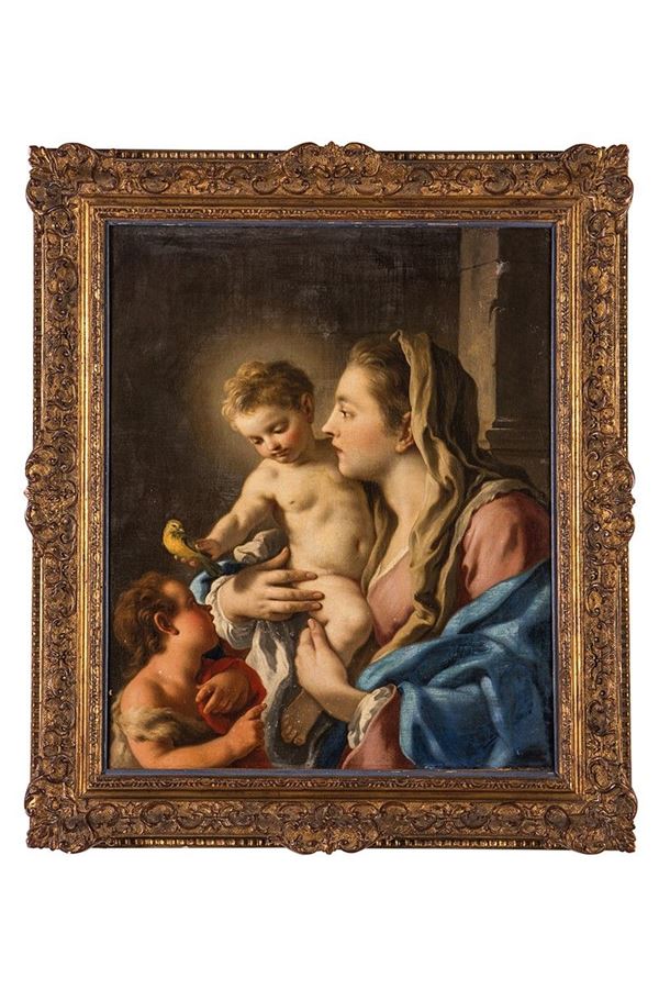 Francesco De Mura : Dipinto La Vergine con il Bambino e San Giovannino  - Asta Antiquariato e Arti Decorative - Incanto Casa d'Aste e Galleria