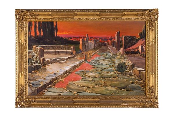 Enrique Serra : Dipinto Sito archeologico  - Auction Antiques and Decorative Arts - Incanto Casa d'Aste e Galleria