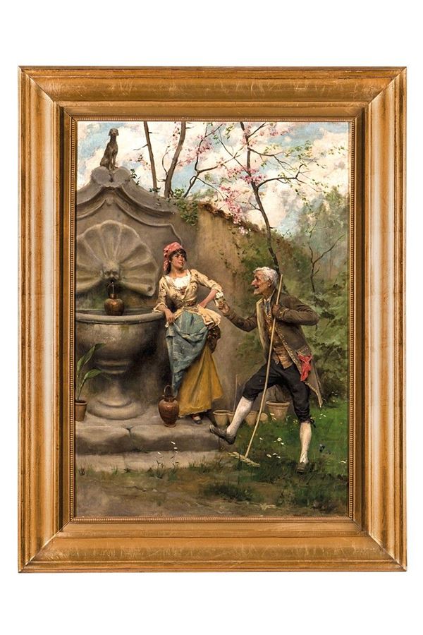 Alessandro Sani : Dipinto, Corteggiamento, XIX secolo  - Auction Antiques and Decorative Arts - Incanto Casa d'Aste e Galleria