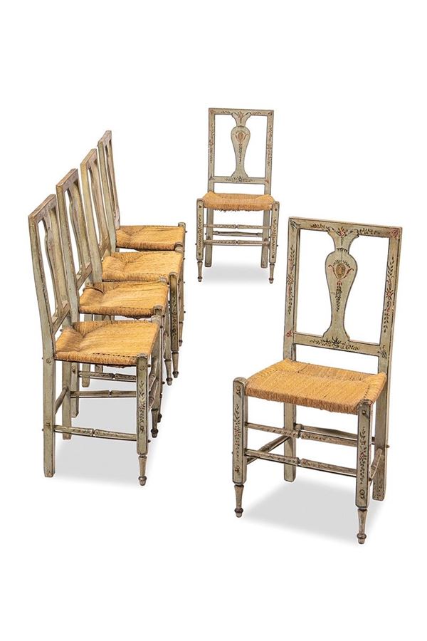 Sei sedie, Marche XVIII secolo.  - Auction Antiques and Decorative Arts - Incanto Casa d'Aste e Galleria
