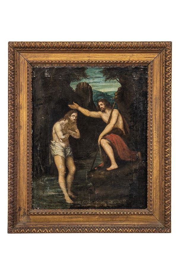 Dipinto, Battesimo di Ges&#249;, scuola italiana del XVII secolo  - Auction Antiques and Decorative Arts - Incanto Casa d'Aste e Galleria