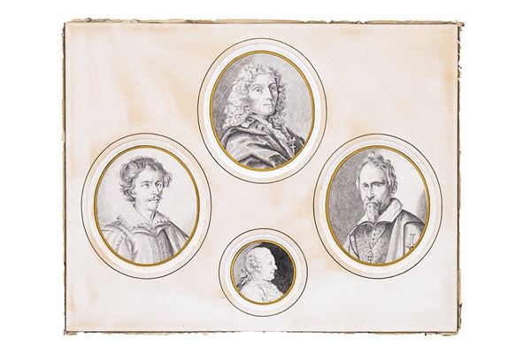 Dipinto, Quattro ritratti di artisti illustri, XIX secolo.