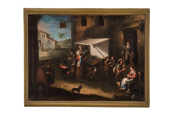 Giovan Domenico Arno : Dipinto, Scena di genere, XVIII secolo.  - Auction Antiques and Decorative Arts - Incanto Casa d'Aste e Galleria
