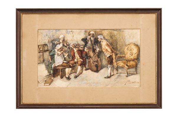 Gaetano Previati : Dipinto, Concerto, XIX-XX secolo  - Asta Antiquariato, Sessione 2 - II - Incanto Casa d'Aste e Galleria
