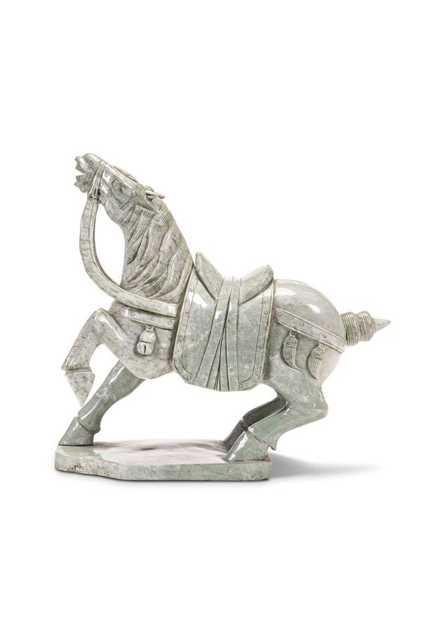 Cavallo in marmo verde, XX secolo  - Asta Antiquariato e Arti Decorative - Incanto Casa d'Aste e Galleria