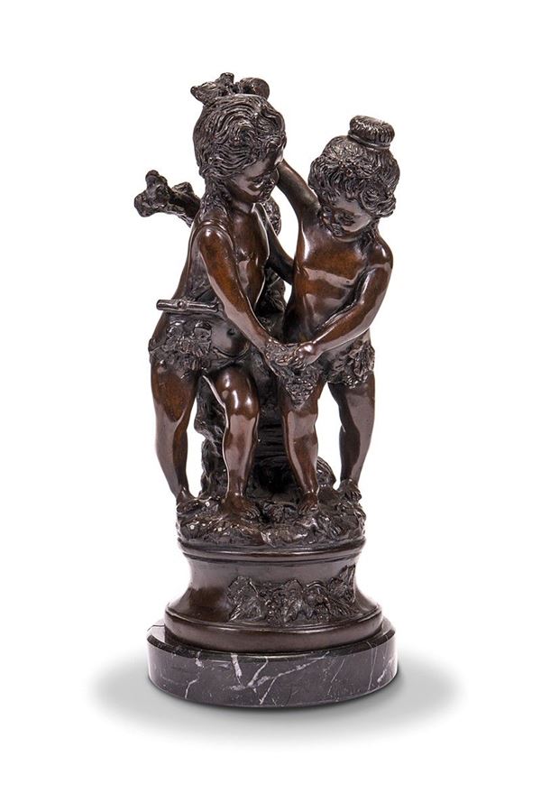 Bronzo a patina scura, due bambini  - Asta Antiquariato, Oggetti d'Arte e Decorazione. - Incanto Casa d'Aste e Galleria