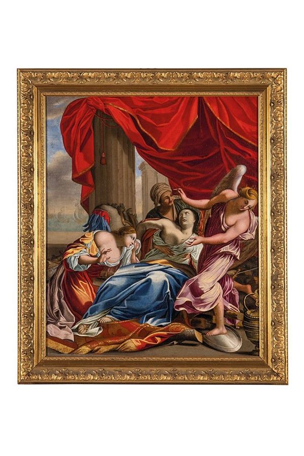 Dipinto, La morte di Didone, da un originale di Simon Vouet.