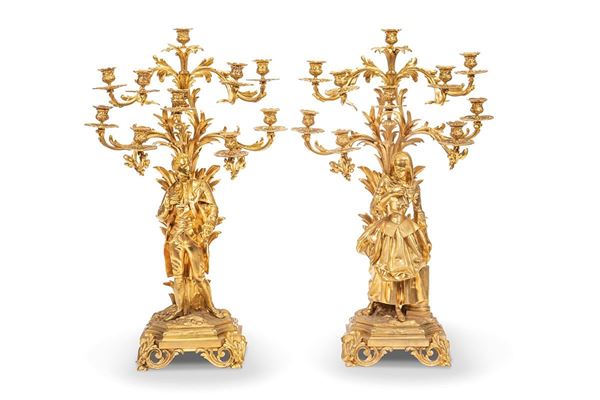 Due candelieri a dieci luci, XIX secolo  - Auction Antiques and Decorative Arts - Incanto Casa d'Aste e Galleria