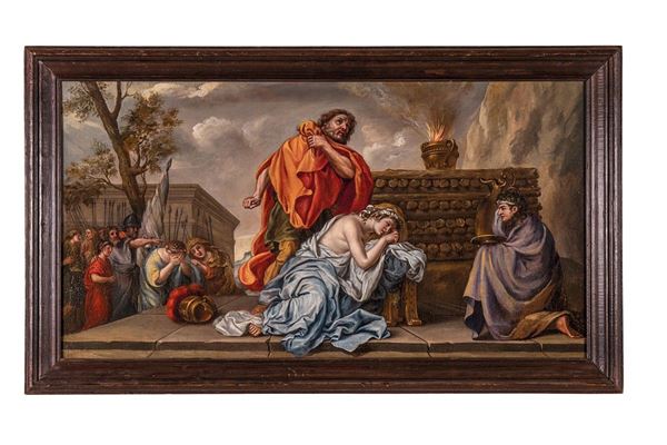Dipinto, Il sacrificio della figlia di Jefte, Pittore francese del XVIII secolo  - Auction Antiques and Decorative Arts - Incanto Casa d'Aste e Galleria