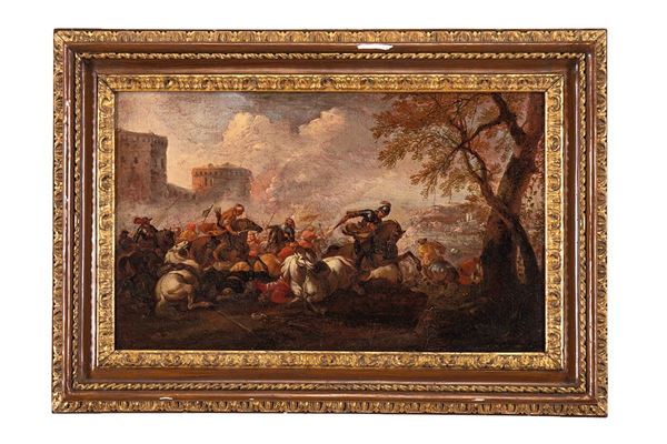 Dipinto, Battaglia, Cerchia di Jacques Courtois detto il Borgognone (1621-1676)   - Asta Antiquariato e Arti Decorative - Incanto Casa d'Aste e Galleria