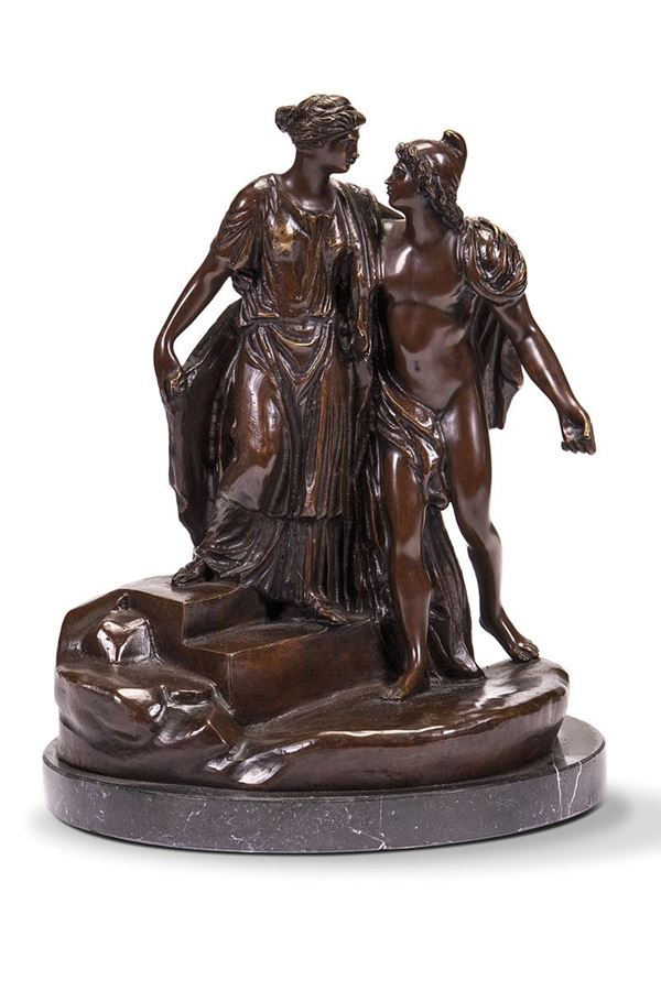 Gruppo in bronzo a patina scura, Apollo e Dafne  - Asta Antiquariato, Oggetti d'Arte e Decorazione. - Incanto Casa d'Aste e Galleria