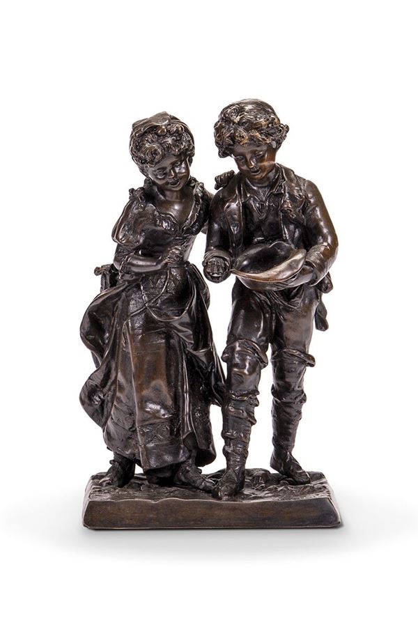 Bronzo a patina scura, Piccoli suonatori  - Auction Antiques and Decorative Arts - Incanto Casa d'Aste e Galleria