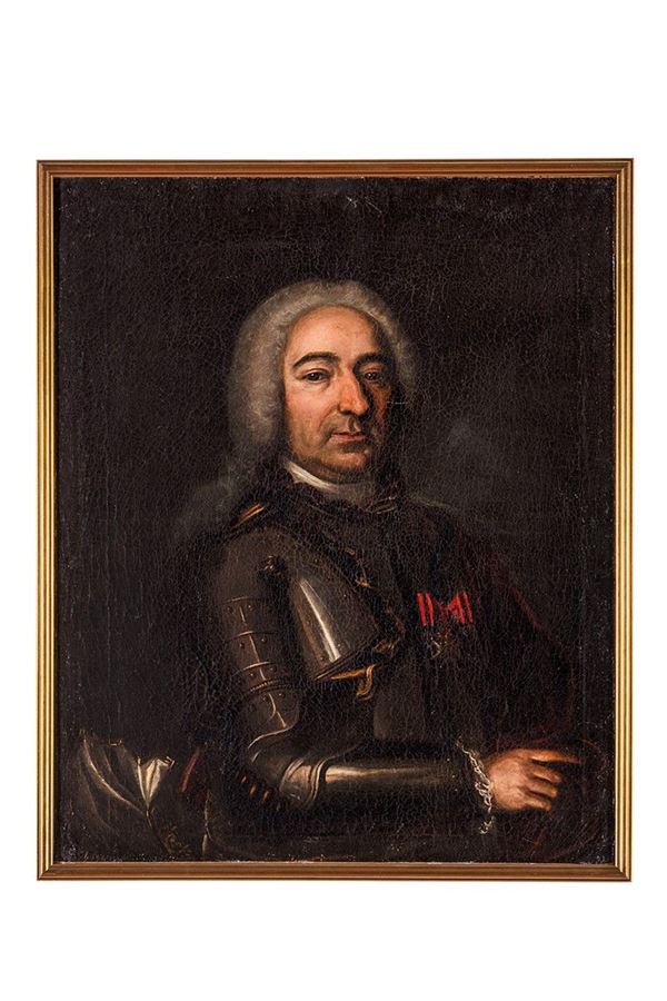Dipinto, Ritratto di gentiluomo in armatura, Pittore francese della prima met&#224; del XVIII secolo