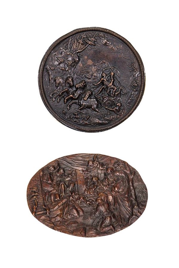 Due placche in bronzo, XVIII secolo