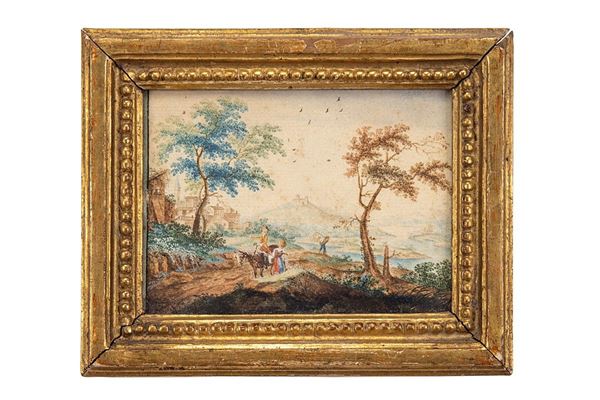 Dipinto, Veduta da ponte Stura, Scuola di Cignaroli del XVIII secolo  - Auction Antiques and Decorative Arts - Incanto Casa d'Aste e Galleria