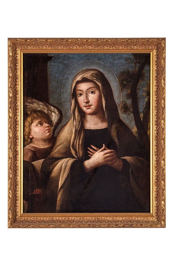 Dipinto, Santa Francesca Romana con l&#39;angelo, Pittore Romano del XVIII secolo  - Auction Antiques and Decorative Arts - Incanto Casa d'Aste e Galleria