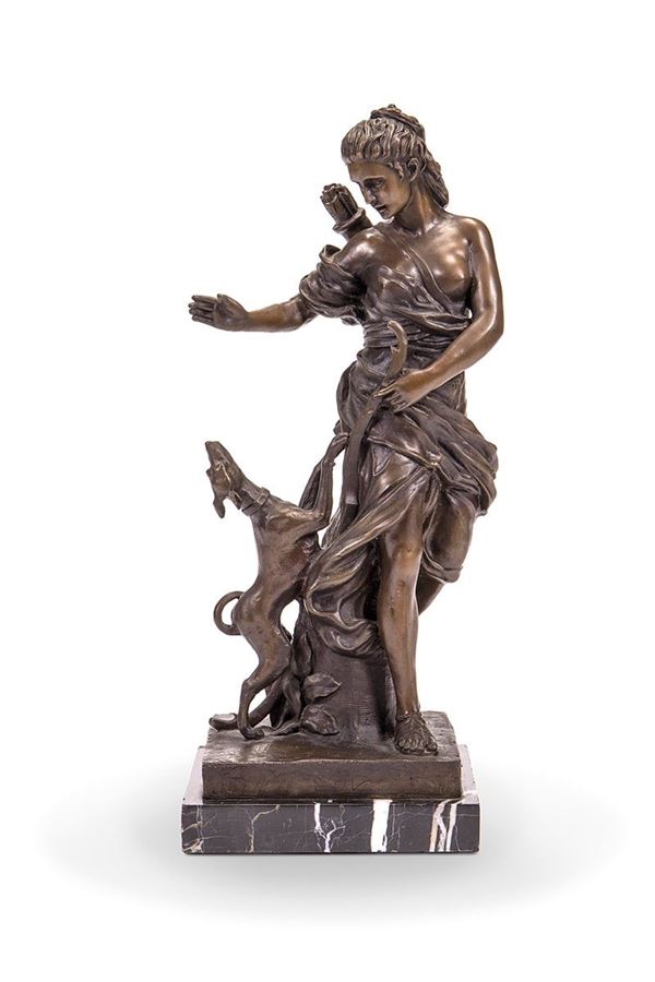 Scultura in bronzo, Diana cacciatrice, XIX-XX secolo  - Auction Antiques, Works of Art and Decorative Objects - Incanto Casa d'Aste e Galleria