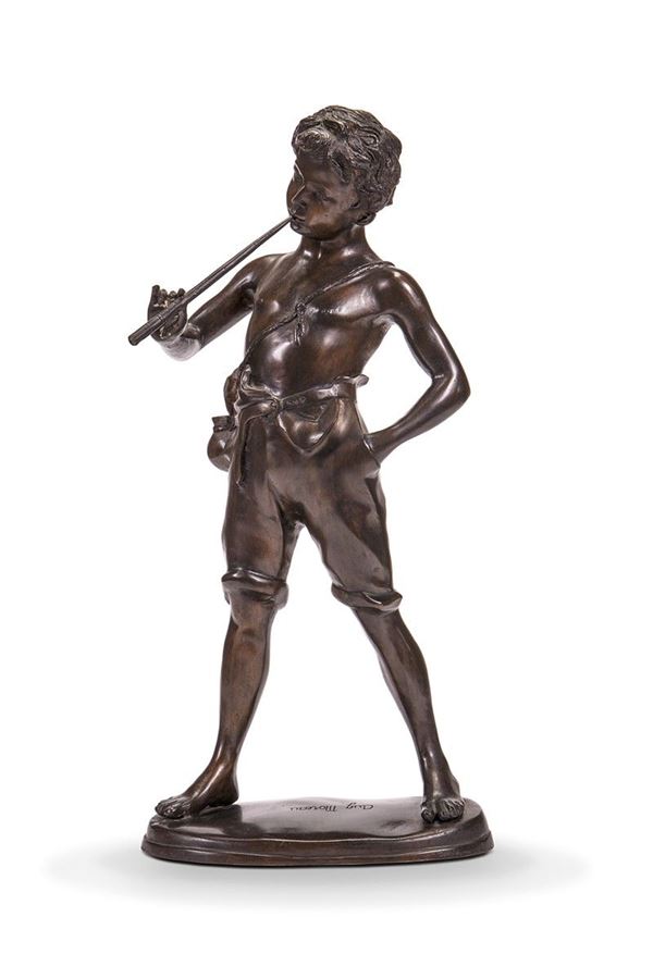 Auguste Moreau - Scultura in bronzo, suonatore