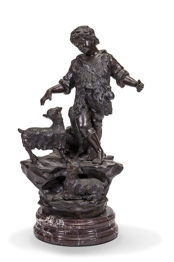 Scultura in bronzo, pastorello, XIX-XX secolo  - Auction Antiques and Decorative Arts - Incanto Casa d'Aste e Galleria