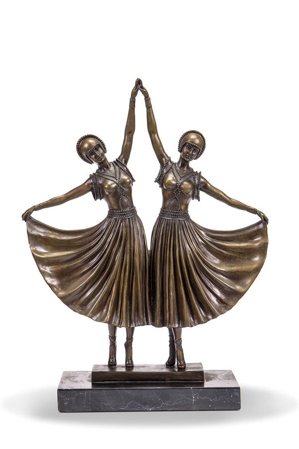 Scultura in bronzo, ballerine, XX secolo