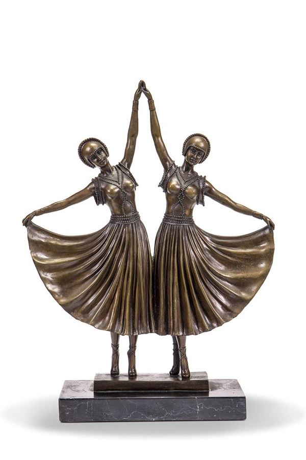 Scultura in bronzo, ballerine, XX secolo  - Auction Antiques, Works of Art and Decorative Objects - Incanto Casa d'Aste e Galleria