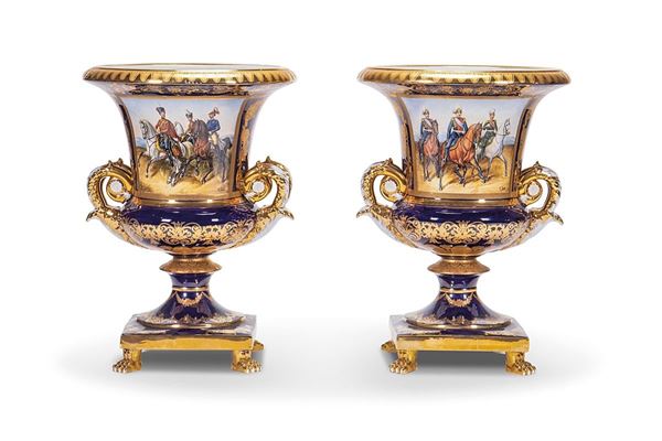 Due vasi in porcellana di Sevres, XX secolo