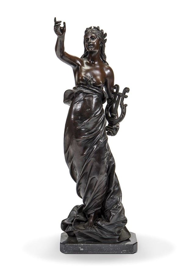 Scultura in bronzo, Suonatrice di lira, XIX-XX secolo