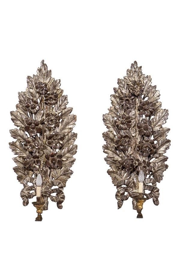 Due fregi argentati portaluci, XIX secolo  - Auction Antiques and Decorative Arts - Incanto Casa d'Aste e Galleria