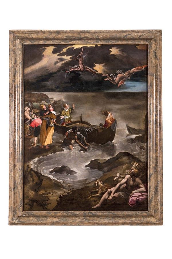 Dipinto, Caduta di Icaro, Pittore romano del XVII secolo