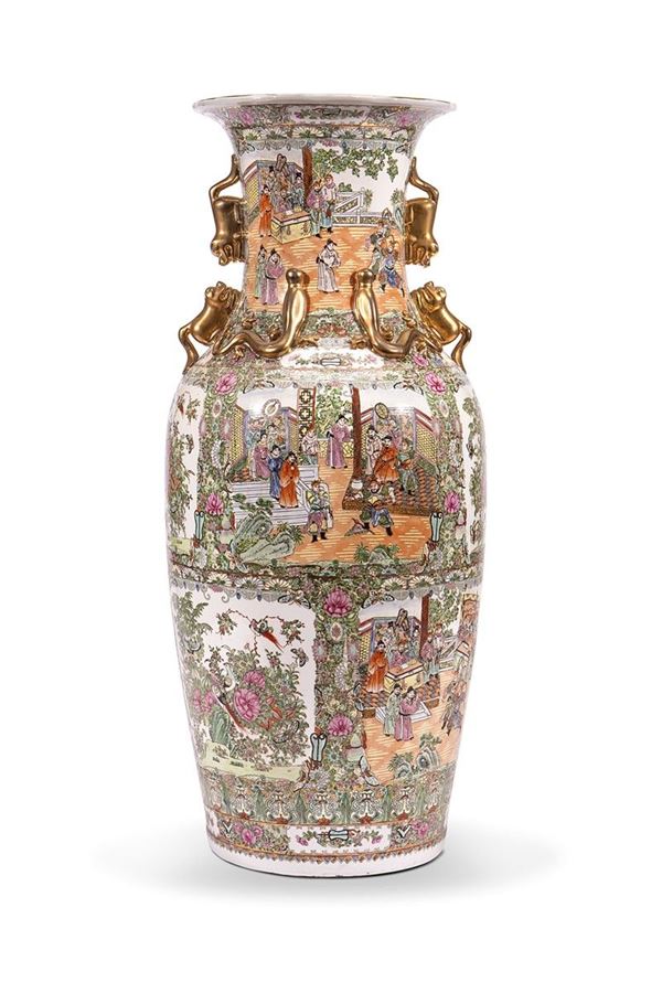 Grande vaso in porcellana, Canton, XX secolo