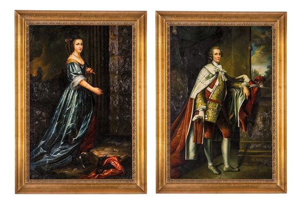 Due dipinti, Ritratti di dama e nobile, Scuola inglese del XX secolo