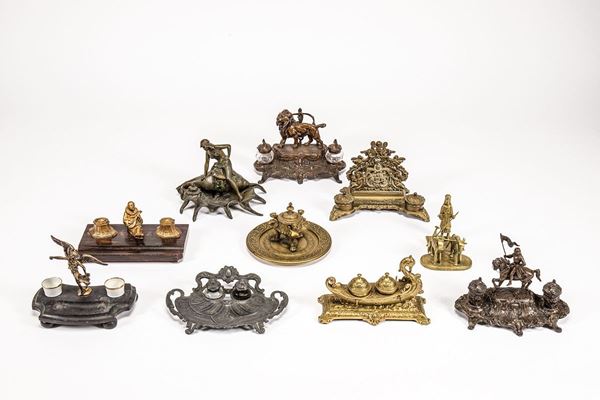 Dieci calamai in materiali diversi, XIX-XX secolo.