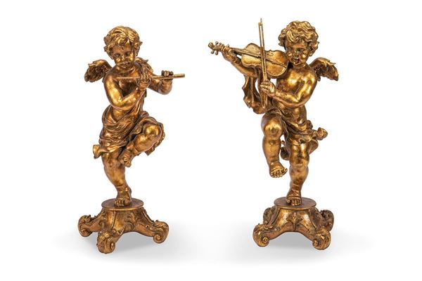 Due putti in legno e stucco dorato  - Auction Antiques and Decorative Arts - Incanto Casa d'Aste e Galleria