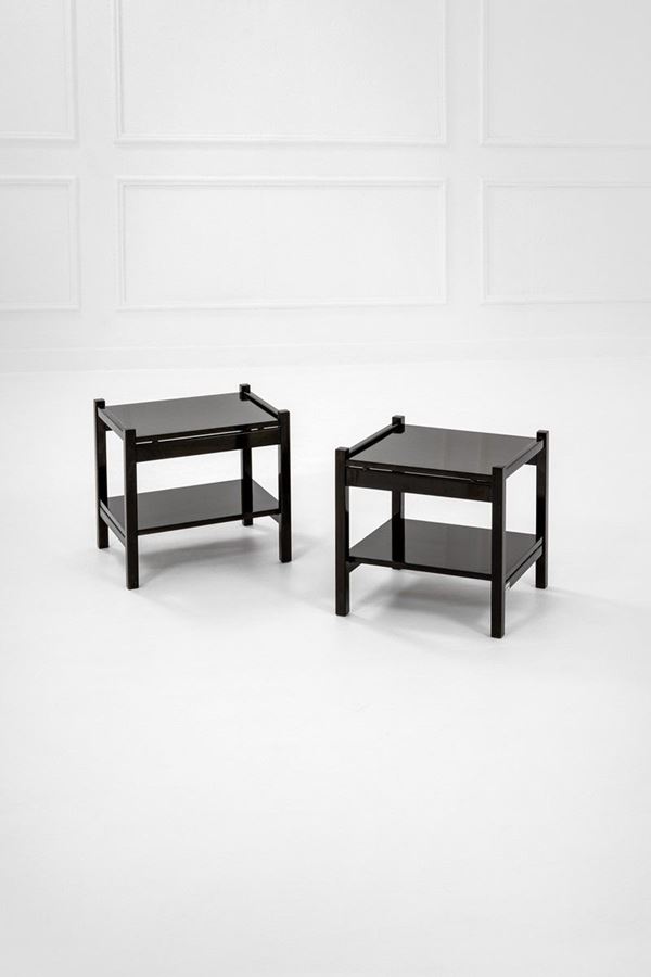 Ettore Sottsass - Coppia di tavolini da appoggio o comodini