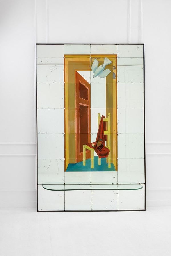 Enrico Ciuti - Grande specchiera da parete con mensola