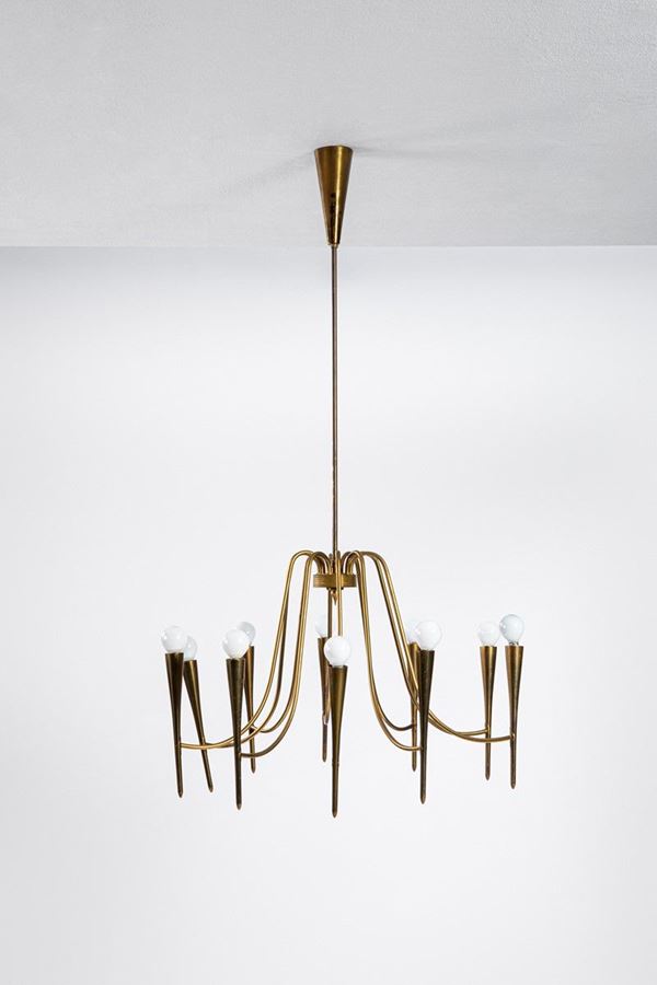 Lampadario a dieci lumi anni ‘50