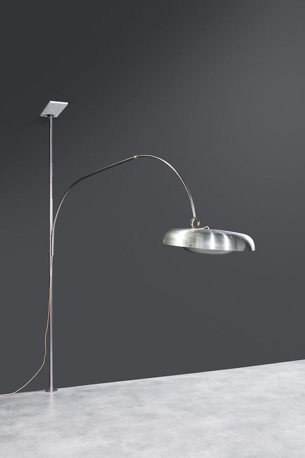 Pirro Cuniberti : Lampada cielo-terra mod. PR  - Lampada cielo-terra mod. PR Alluminio, acciaio. Prod. Sirrah, 1970 ca. - Asta Design Market - Incanto Casa d'Aste e Galleria