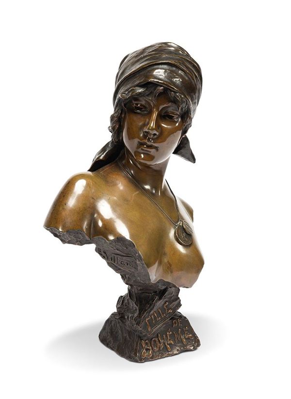 Emanuele Villanis - Scultura in bronzo, Fille de Bohème