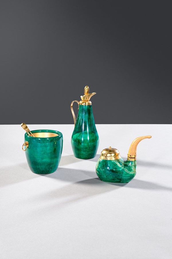 Aldo Tura - Caraffa, glacette e tabacchiera