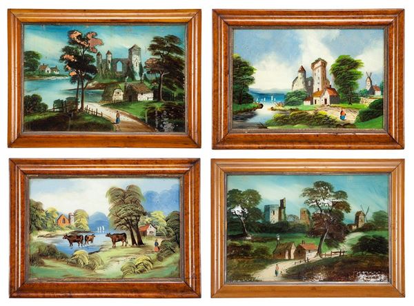 Dipinti, Quattro paesaggi, Pittore olandese del XIX secolo