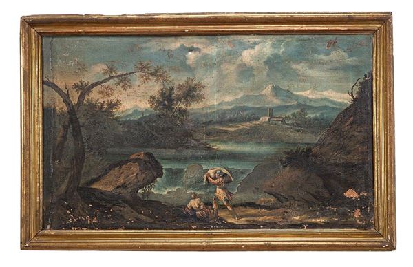 Dipinto, Paesaggio arcadico con figure, Pittore italiano dell‘inizio del XVIII secolo