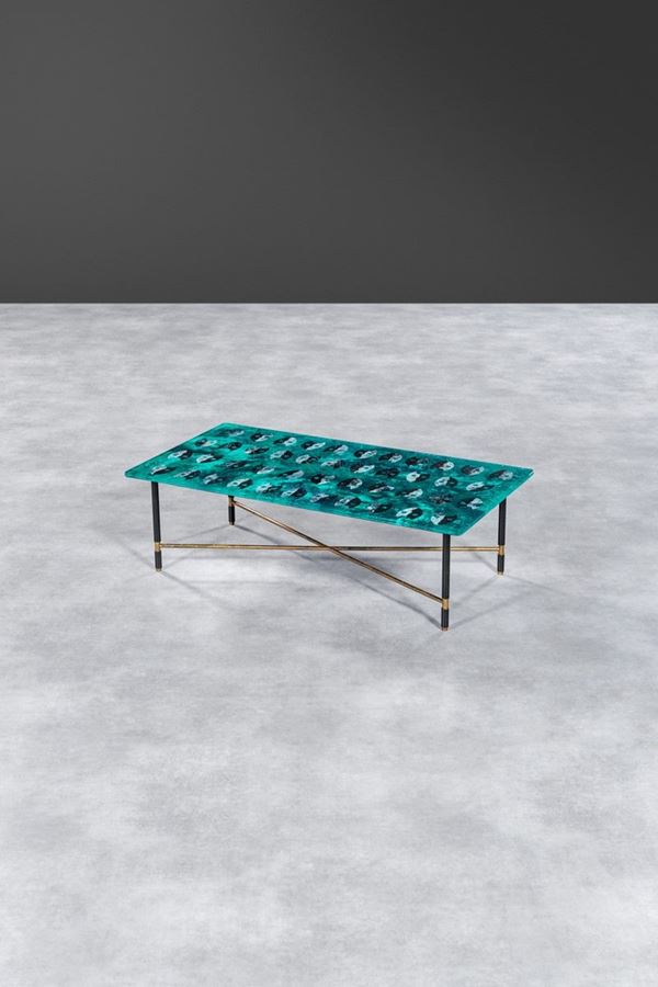 Duilio Bernabe Dub&#232; - Tavolo basso in cristallo dipinto