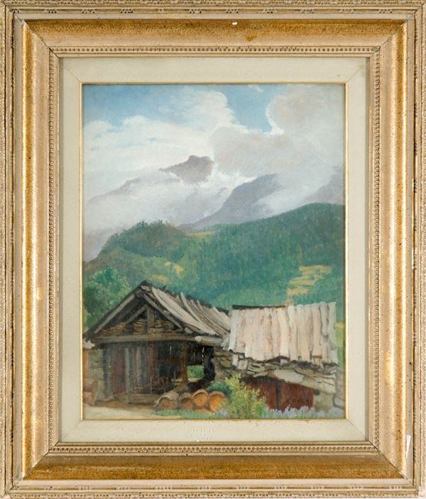 Adolfo Rolla : Dipinto, Vecchia segheria a Courmayeur  - Asta Antiquariato, Sessione 2 - II - Incanto Casa d'Aste e Galleria