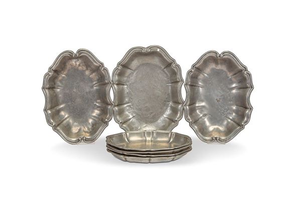 Lotto composto da sette piatti ovali in peltro, XVIII secolo  - Auction Antiques, Works of Art and Decorative Objects - Incanto Casa d'Aste e Galleria