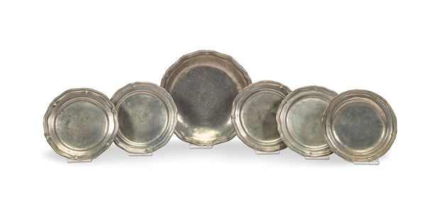 Lotto composto da sei piatti in peltro, XVIII secolo  - Auction Antiques, Works of Art and Decorative Objects - Incanto Casa d'Aste e Galleria