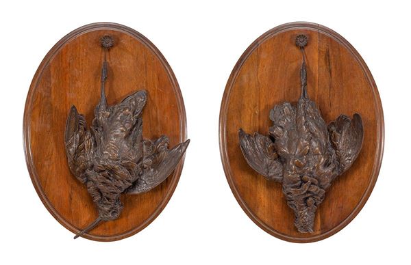 Coppia di bronzi raffiguranti cacciagione, XX secolo