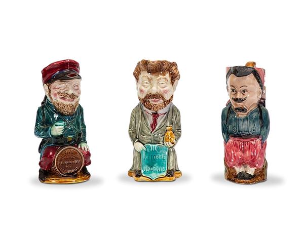 Lotto composto da tre figure umoristiche in ceramica, XX secolo
