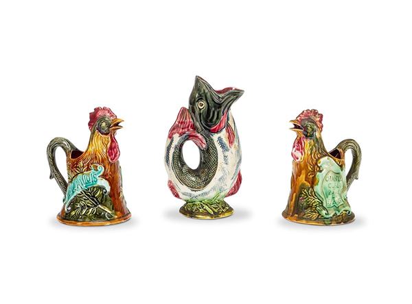 Lotto composto da tre boccali in ceramica, XX secolo
