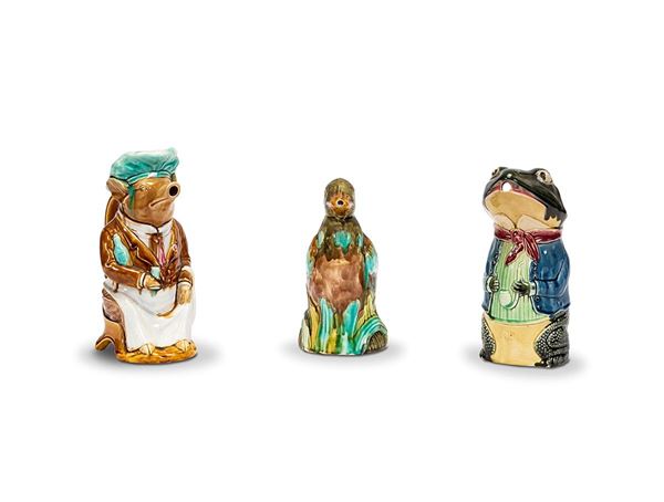 Lotto composto da tre figure animali in ceramica, XX secolo