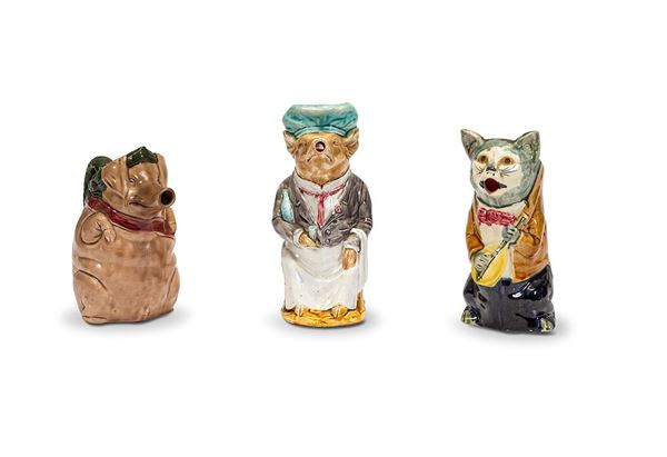 Lotto composto da tre umoristiche figure di animali, XX secolo